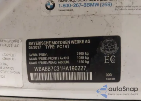 2017 BMW 340I xDrive из США, поврежденный, VIN WBA8B7C31HA190227